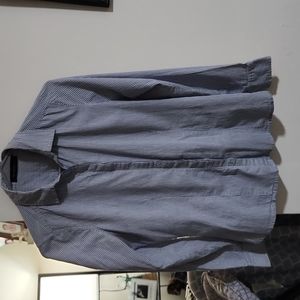 The Limited stretch button down blue and white striped shirt